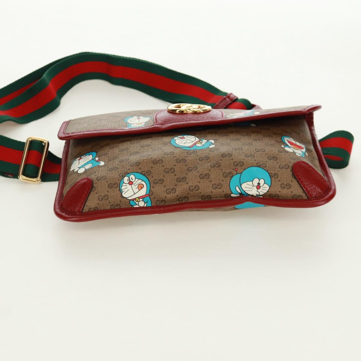 GUCCI GG Supreme Web Sherry Line Waist bag PVC Beige Gold 647817 Auth 173178M