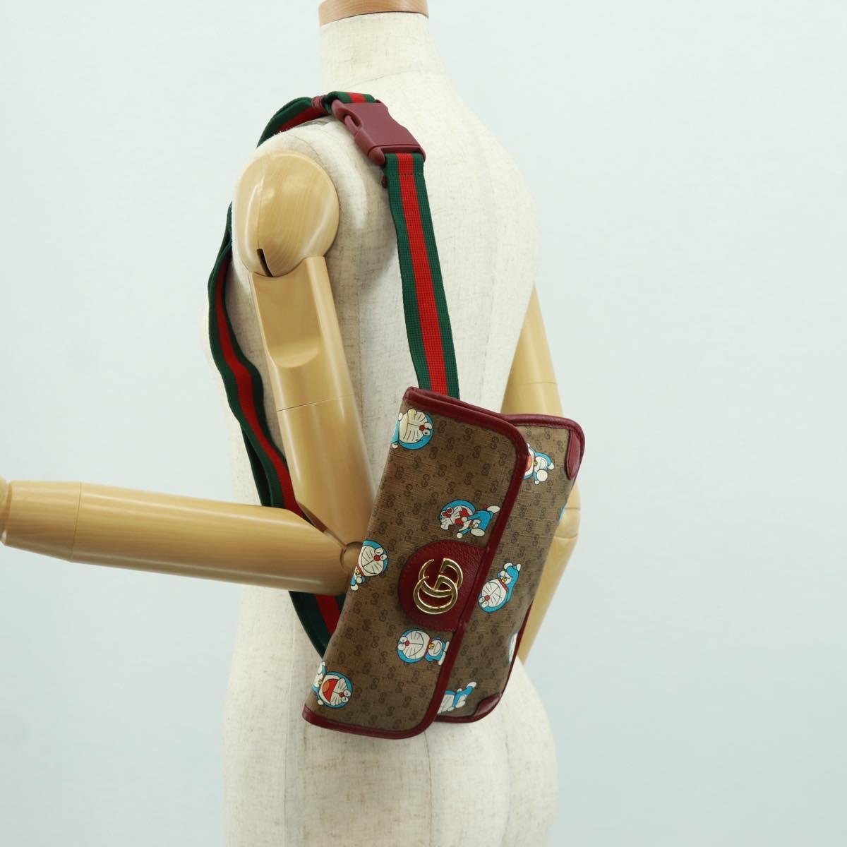 GUCCI GG Supreme Web Sherry Line Waist bag PVC Beige Gold 647817 Auth 173178M