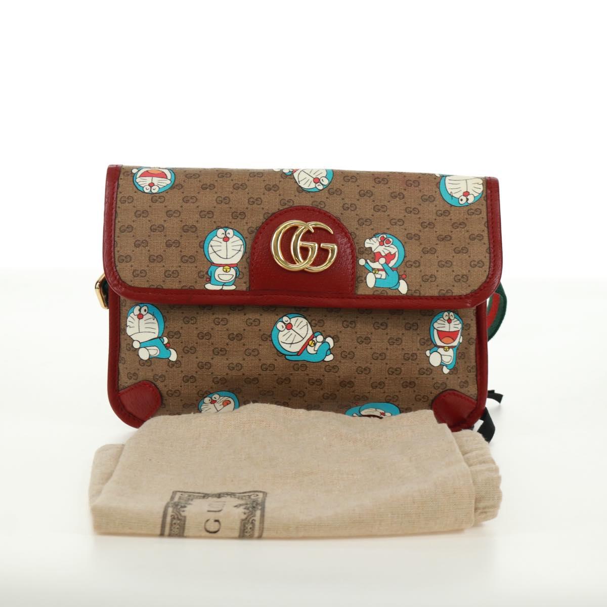 GUCCI GG Supreme Web Sherry Line Waist bag PVC Beige Gold 647817 Auth 173178M