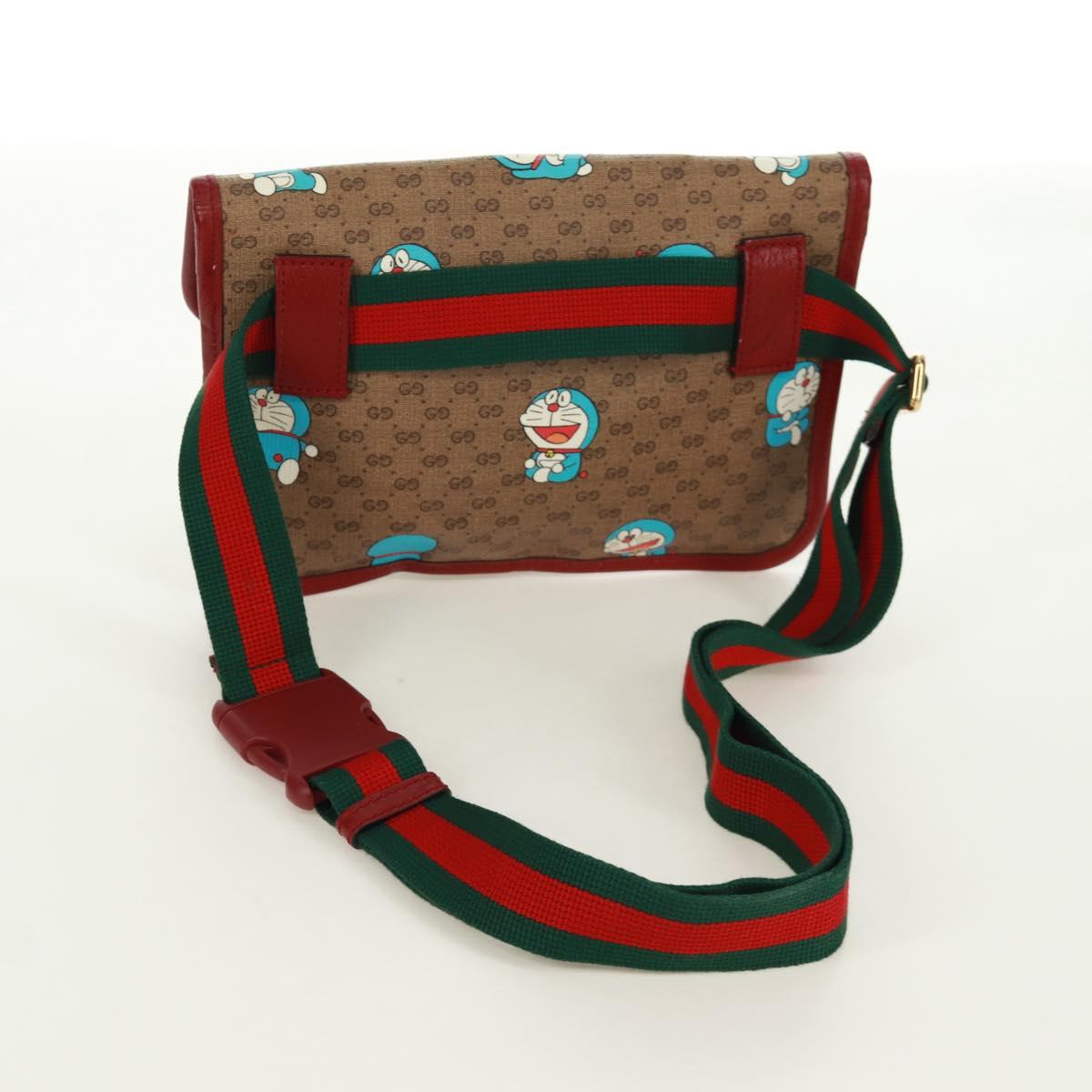 GUCCI GG Supreme Web Sherry Line Waist bag PVC Beige Gold 647817 Auth 173178M