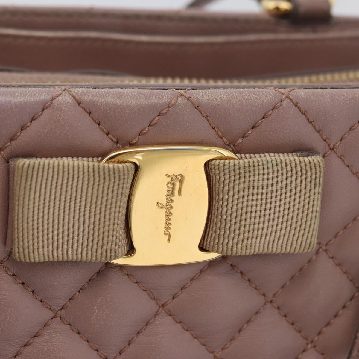 Salvatore Ferragamo Vala Shoulder Bag Leather 2way Purple Gold Auth 173180