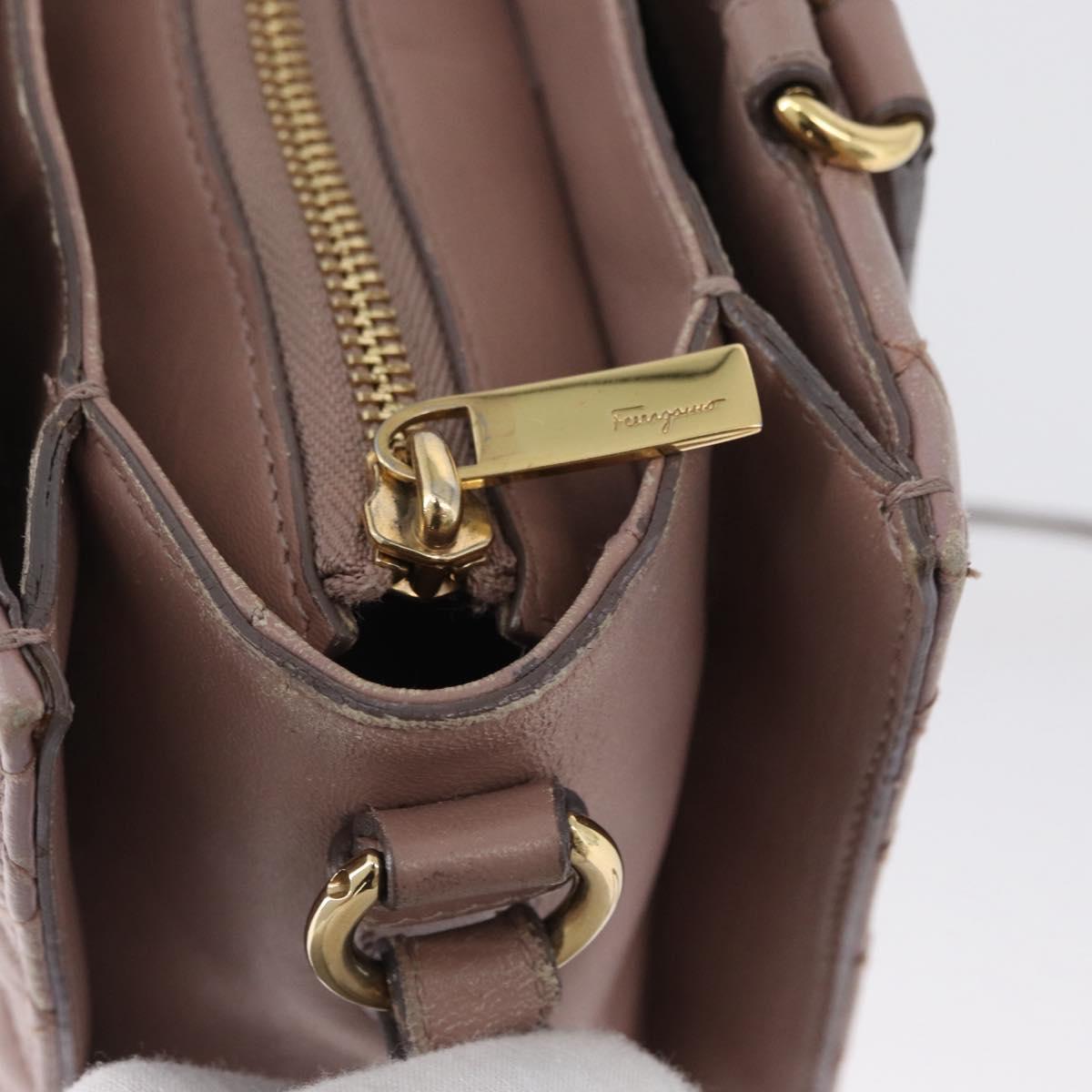 Salvatore Ferragamo Vala Shoulder Bag Leather 2way Purple Gold Auth 173180