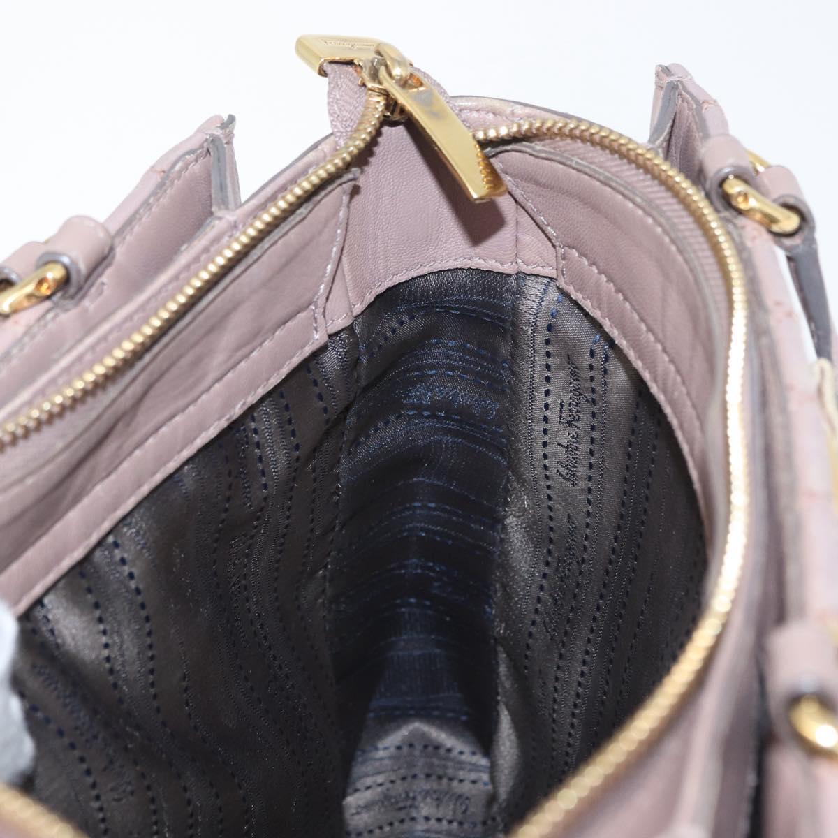 Salvatore Ferragamo Vala Shoulder Bag Leather 2way Purple Gold Auth 173180