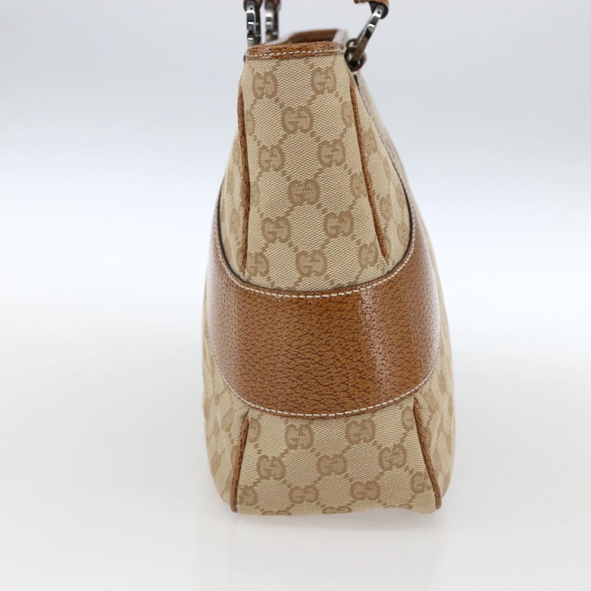 GUCCI GG Canvas Hand Bag PVC Beige Silver 113011 Auth 173185V