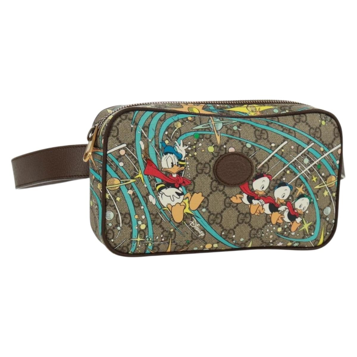 GUCCI GG Supreme Disney Collaboration Waist bag PVC Beige 602695 Auth 173187SAM