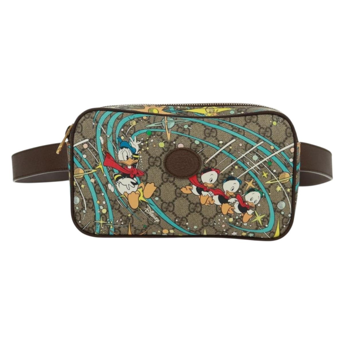 GUCCI GG Supreme Disney Collaboration Waist bag PVC Beige 602695 Auth 173187SAM