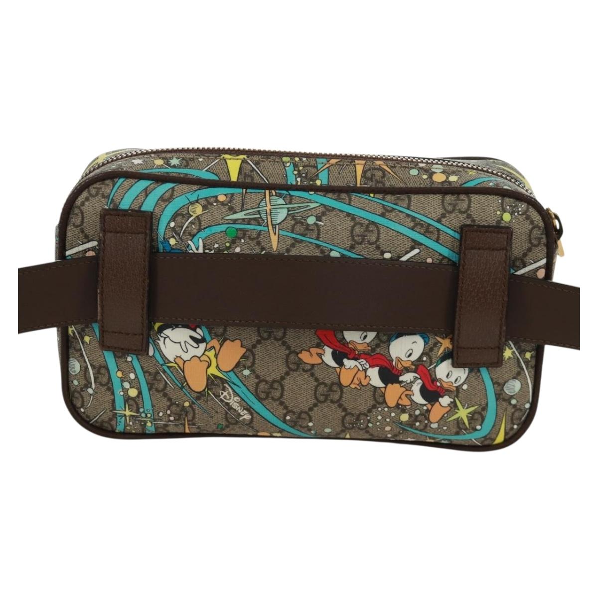 GUCCI GG Supreme Disney Collaboration Waist bag PVC Beige 602695 Auth 173187SAM