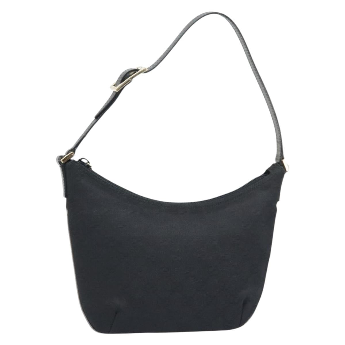 GUCCI GG Canvas Hand Bag Black Silver 005 0813 Auth 173190