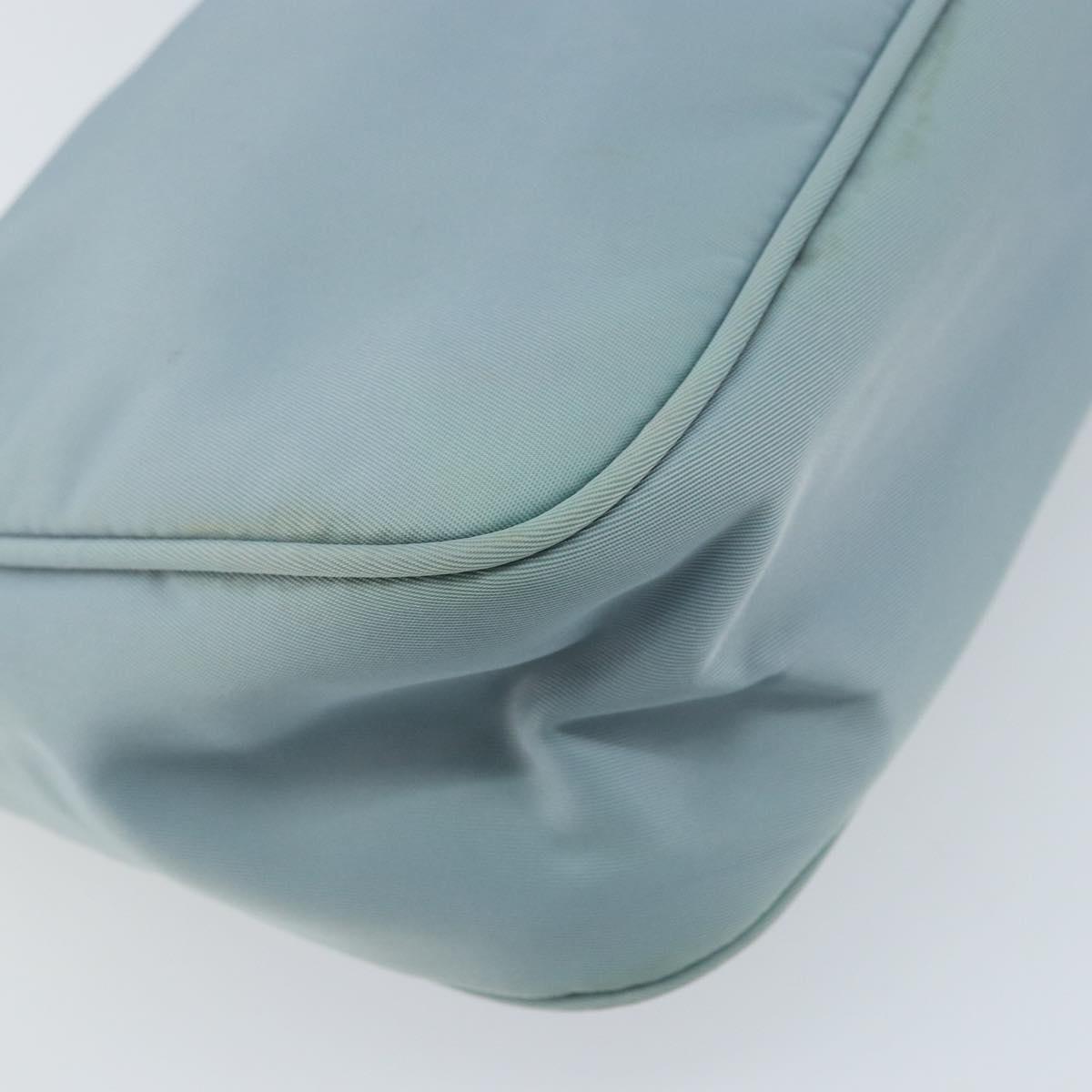PRADA Hand Pouch Nylon Light Blue Silver Auth 173191A