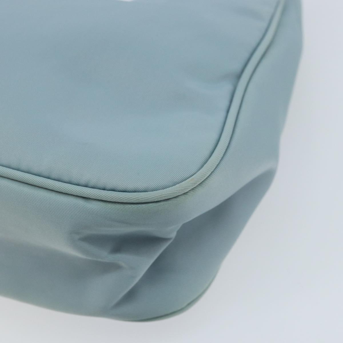 PRADA Hand Pouch Nylon Light Blue Silver Auth 173191A