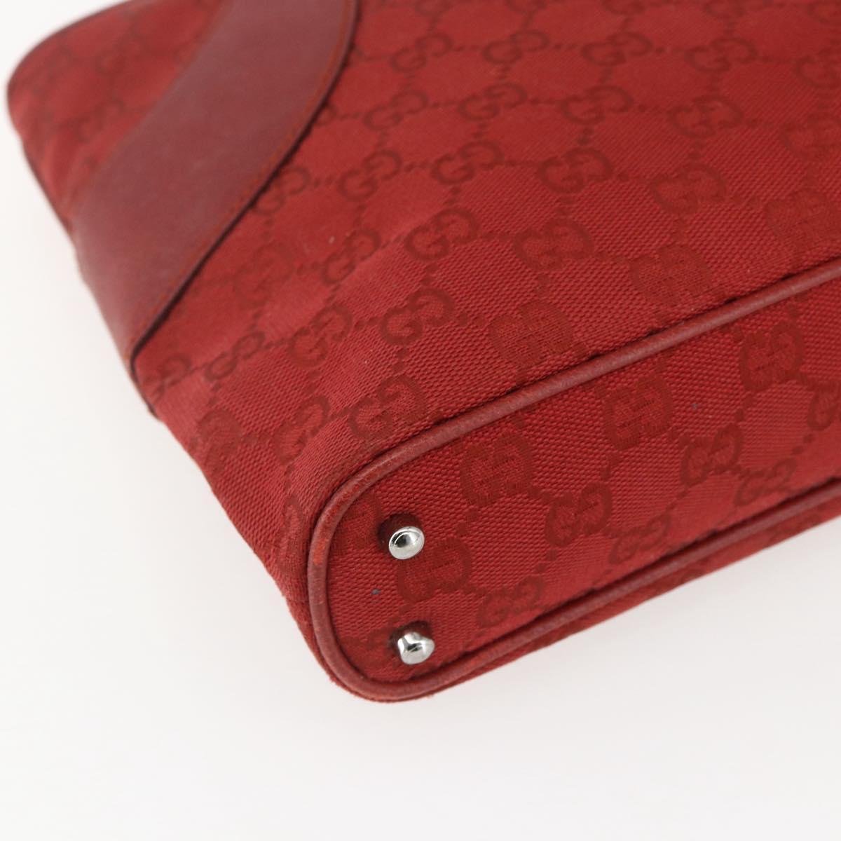 GUCCI GG Canvas Tote Bag Red Silver 113015 Auth 173192
