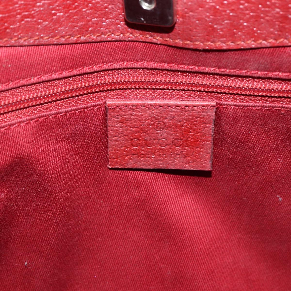 GUCCI GG Canvas Tote Bag Red Silver 113015 Auth 173192