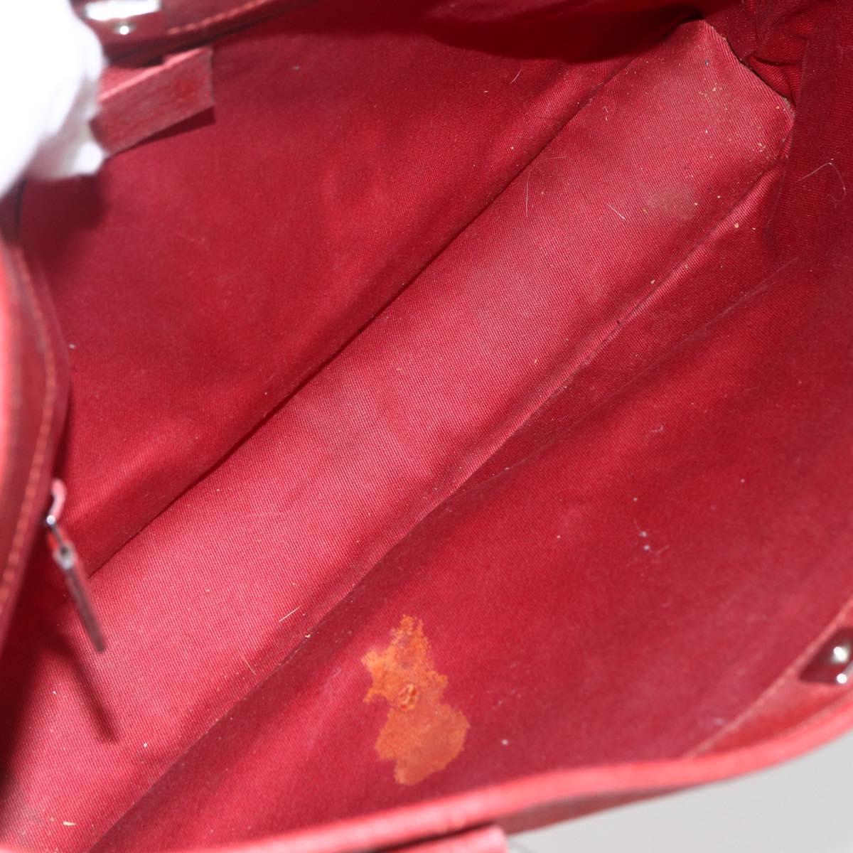 GUCCI GG Canvas Tote Bag Red Silver 113015 Auth 173192