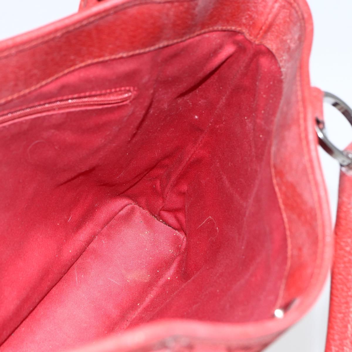 GUCCI GG Canvas Tote Bag Red Silver 113015 Auth 173192