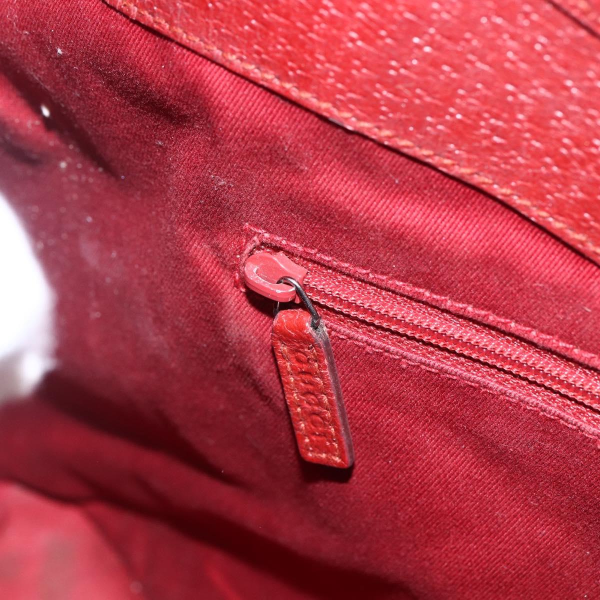 GUCCI GG Canvas Tote Bag Red Silver 113015 Auth 173192