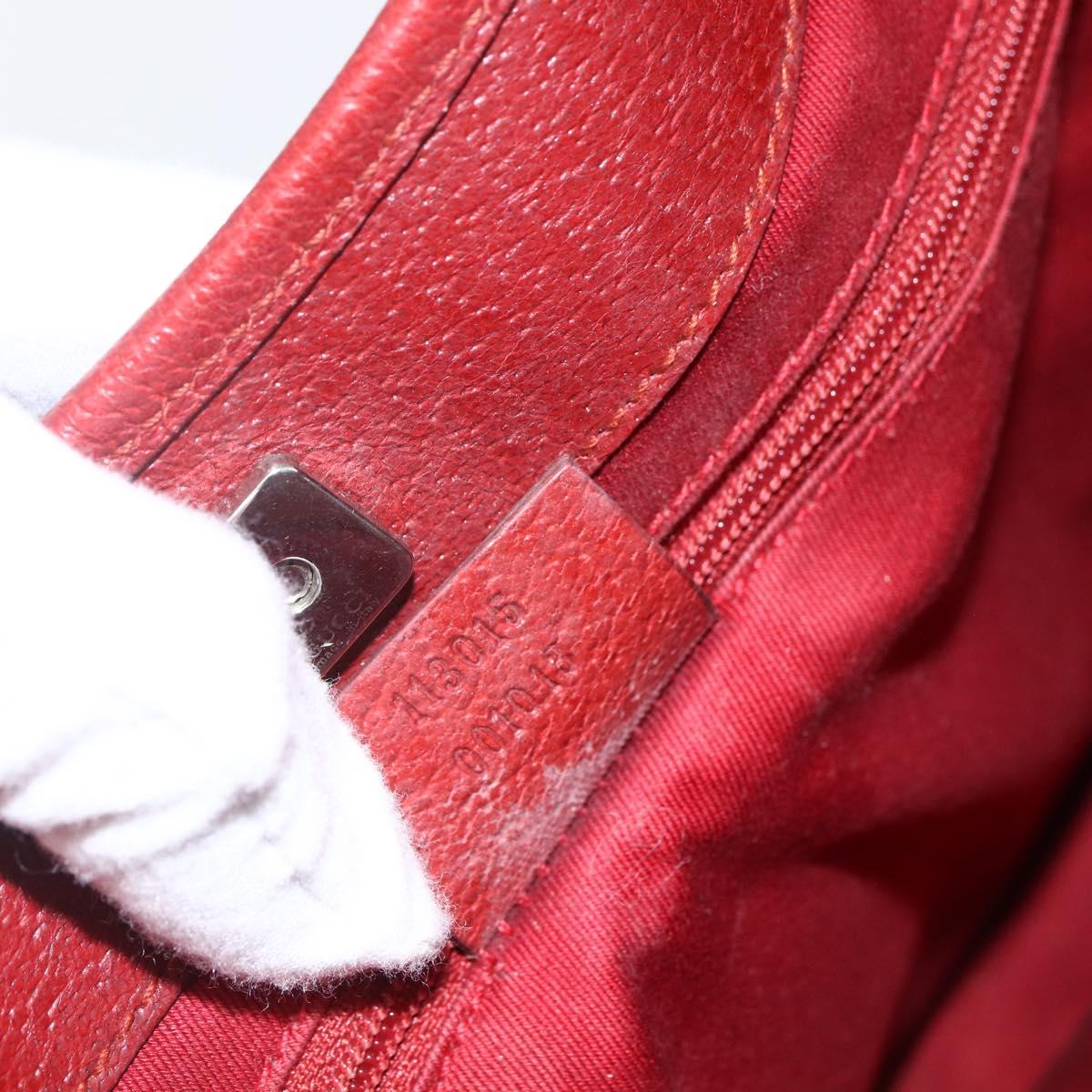 GUCCI GG Canvas Tote Bag Red Silver 113015 Auth 173192