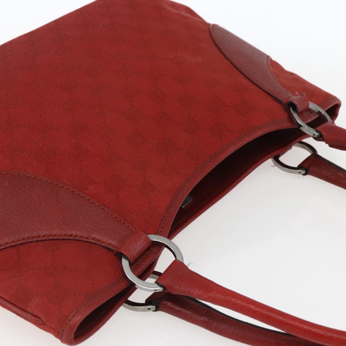 GUCCI GG Canvas Tote Bag Red Silver 113015 Auth 173192