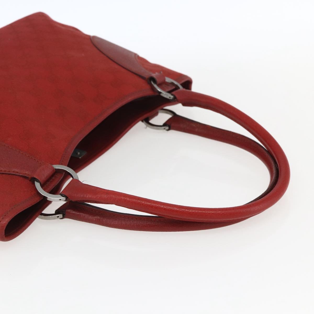 GUCCI GG Canvas Tote Bag Red Silver 113015 Auth 173192