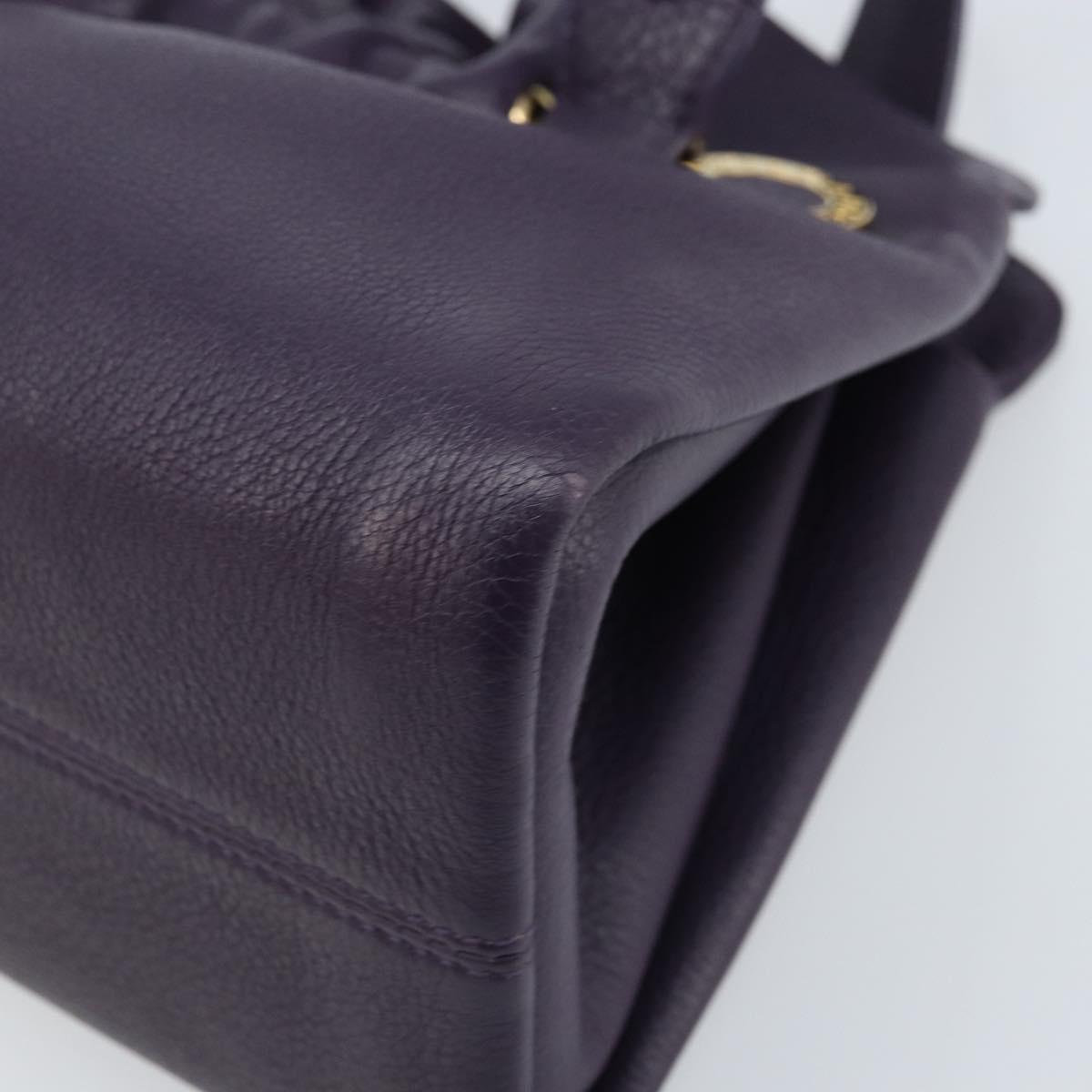 BVLGARI Tote Bag Leather Purple Gold Auth 173200V