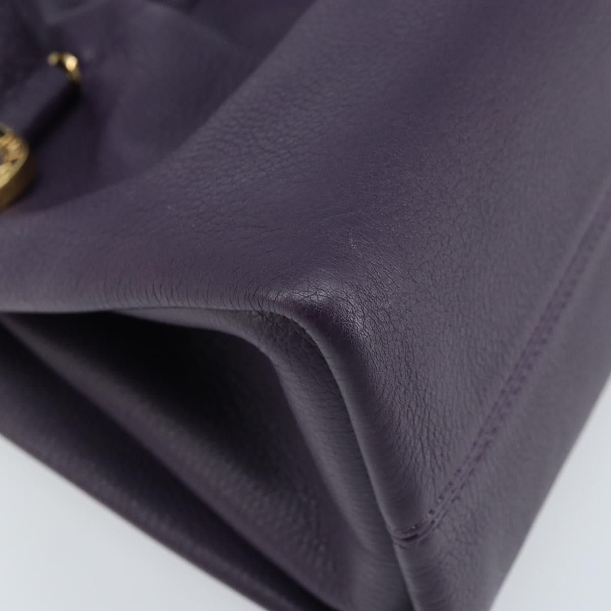 BVLGARI Tote Bag Leather Purple Gold Auth 173200V
