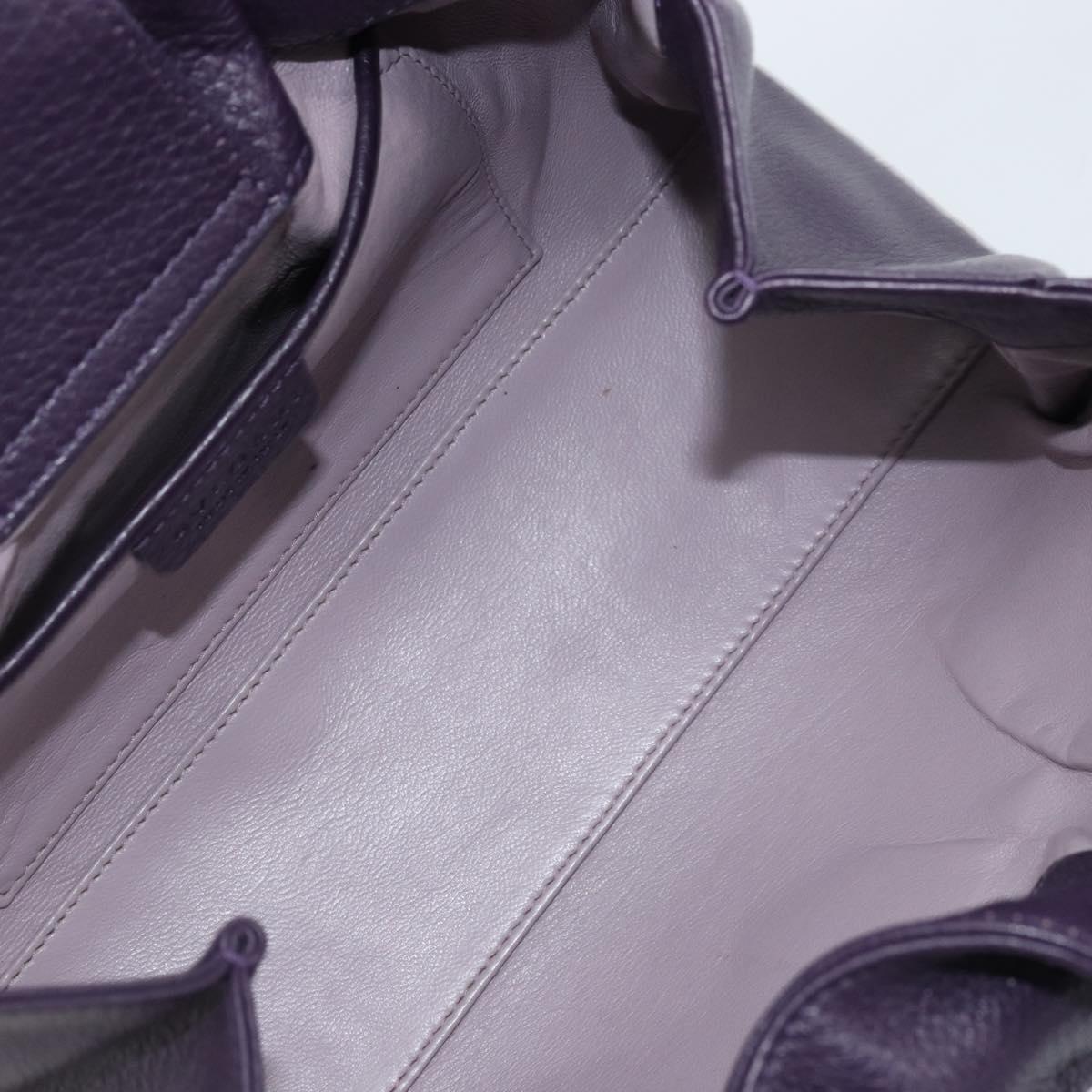 BVLGARI Tote Bag Leather Purple Gold Auth 173200V