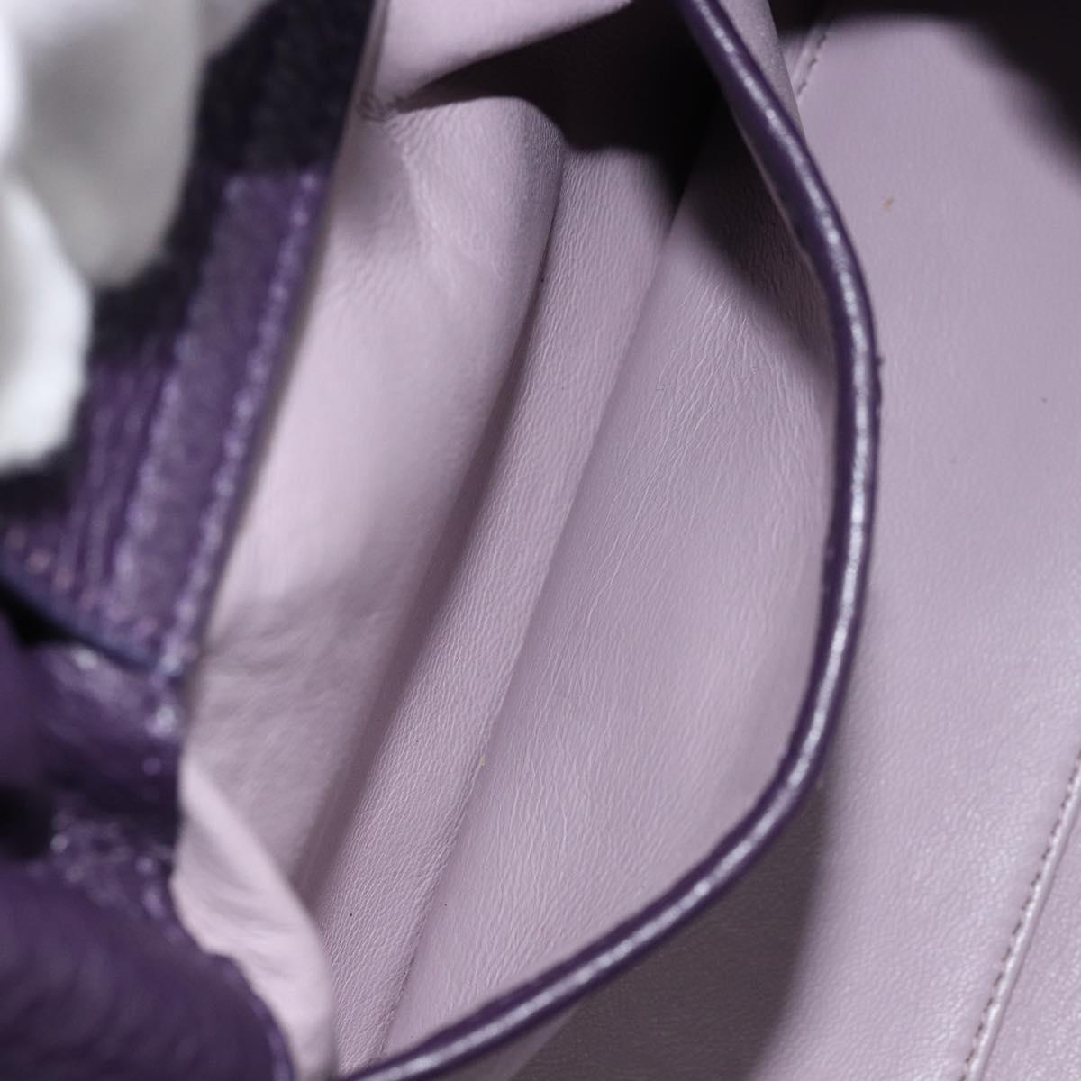 BVLGARI Tote Bag Leather Purple Gold Auth 173200V