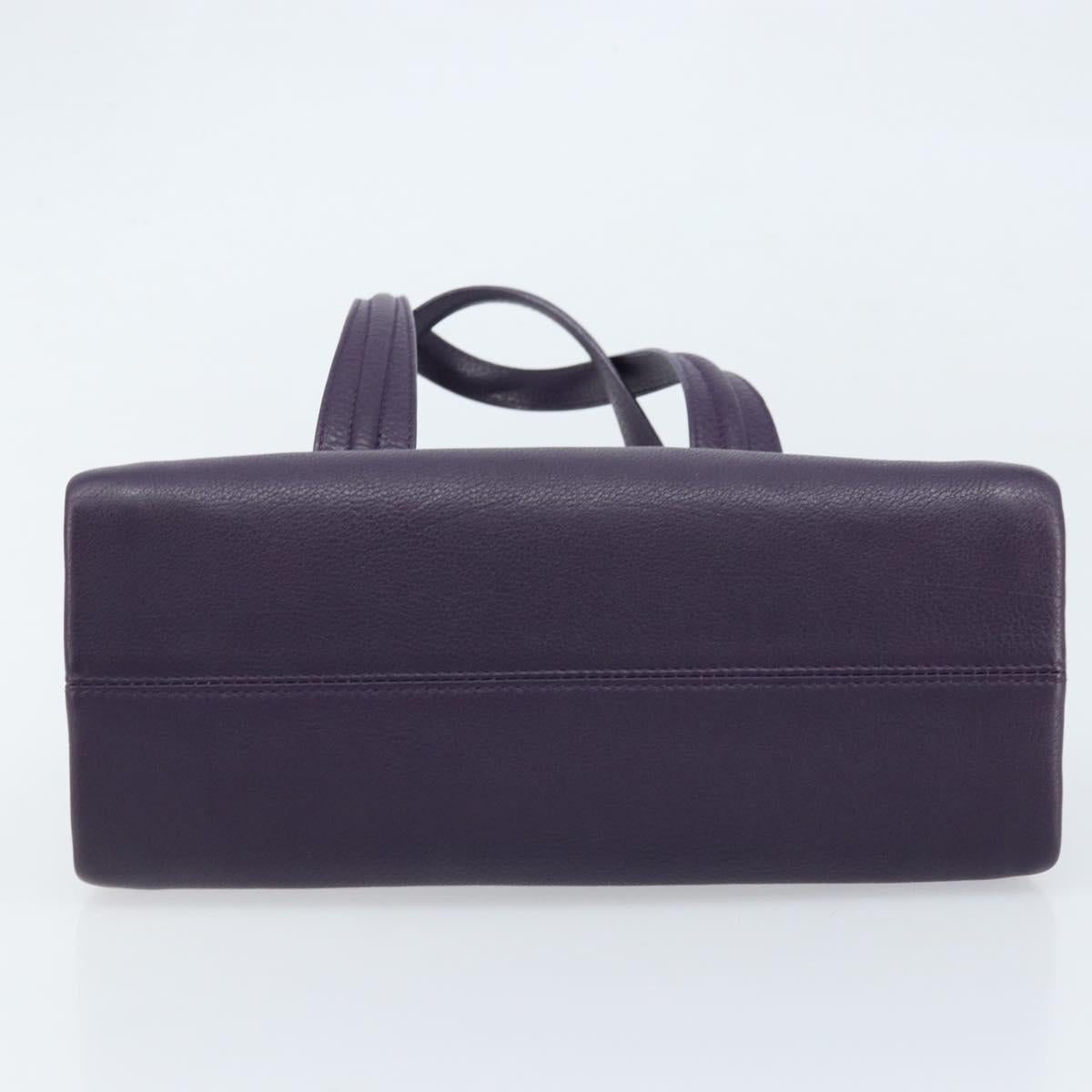 BVLGARI Tote Bag Leather Purple Gold Auth 173200V