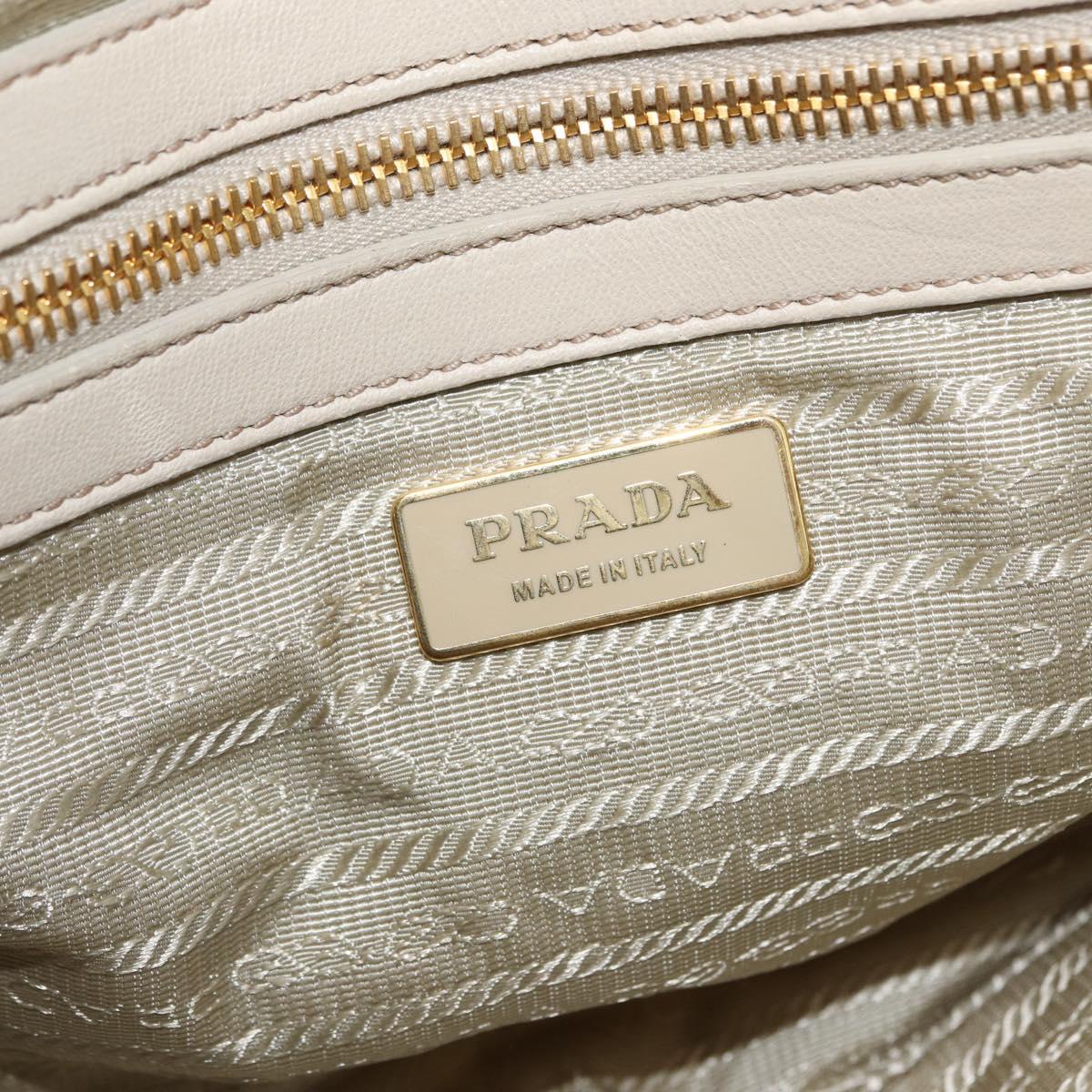 PRADA Gathered Hand Bag Nylon 2way Ivory Gold Auth 173201