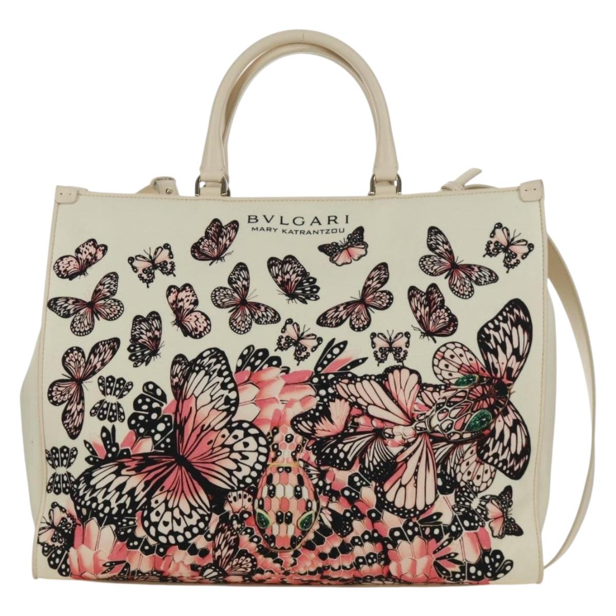BVLGARI Bag Canvas 2way MARY KATRANTZOU Collaboration White Gold Auth 173206M