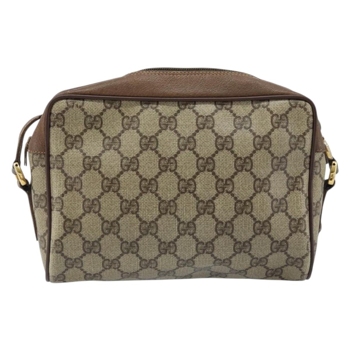 GUCCI GG Supreme Web Sherry Line Bag PVC Beige Gold 119 02 087 Auth 173208