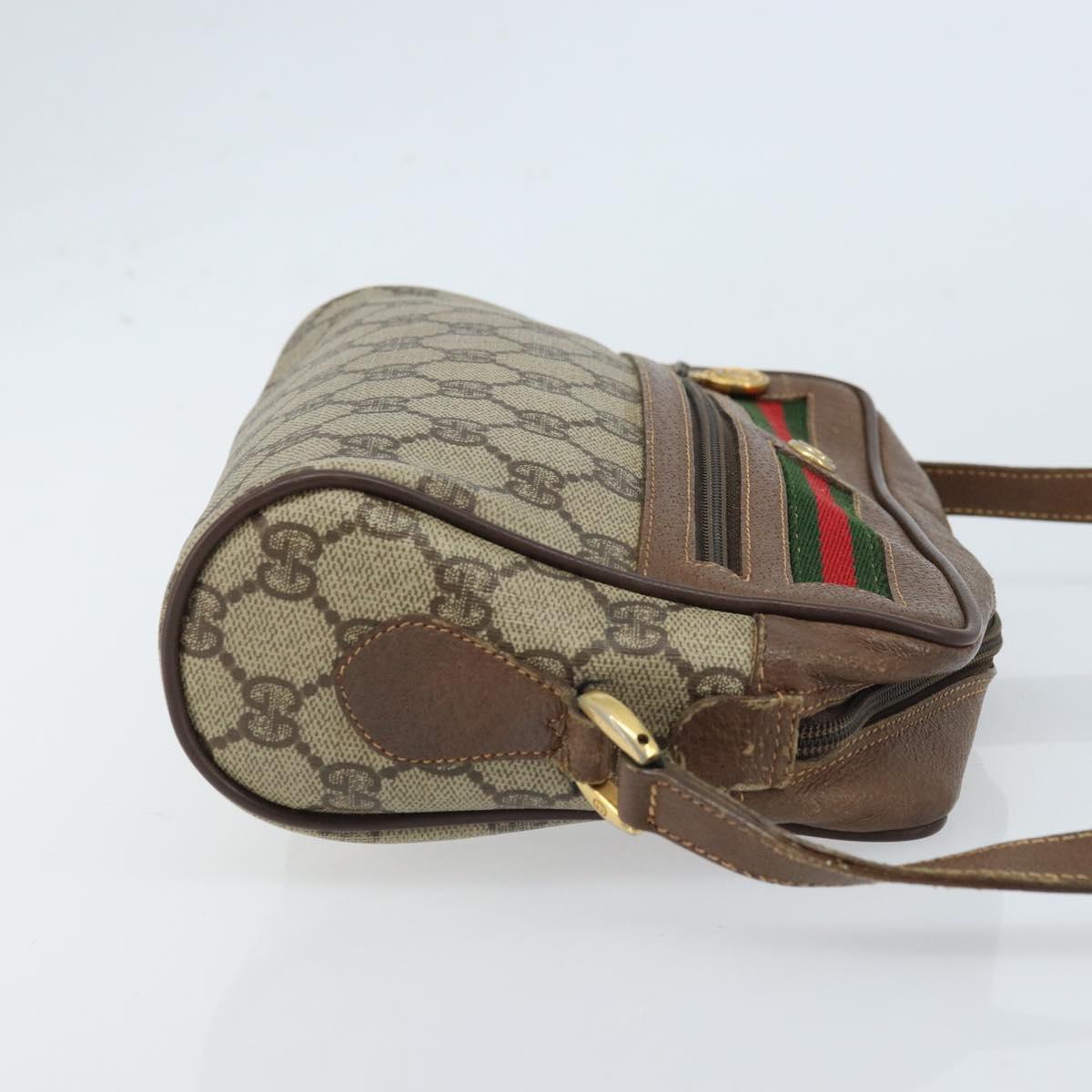 GUCCI GG Supreme Web Sherry Line Bag PVC Beige Gold 119 02 087 Auth 173208