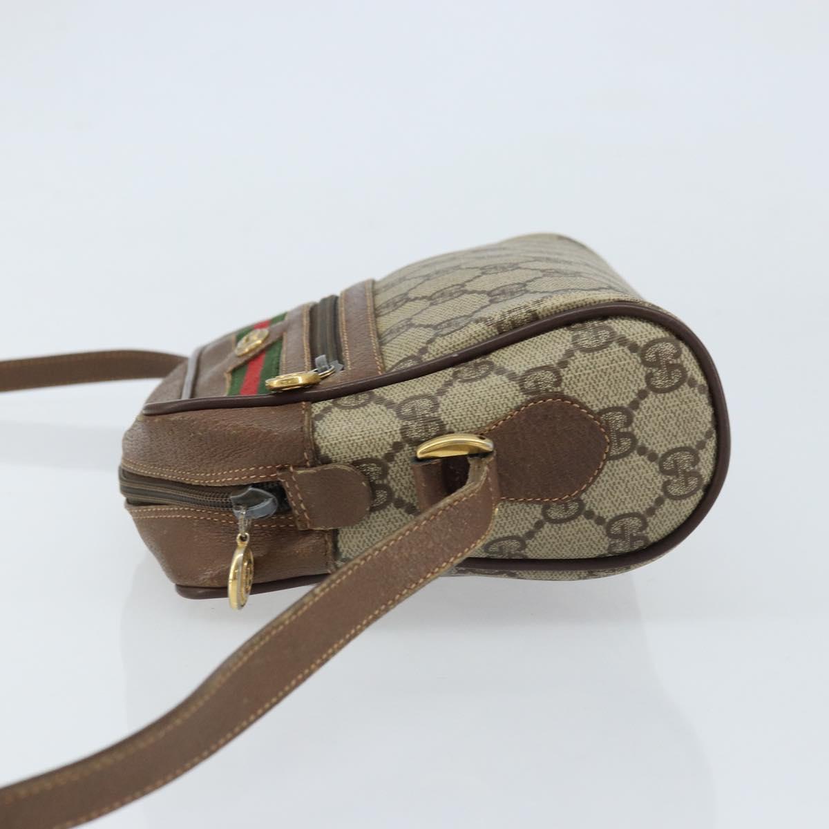 GUCCI GG Supreme Web Sherry Line Bag PVC Beige Gold 119 02 087 Auth 173208