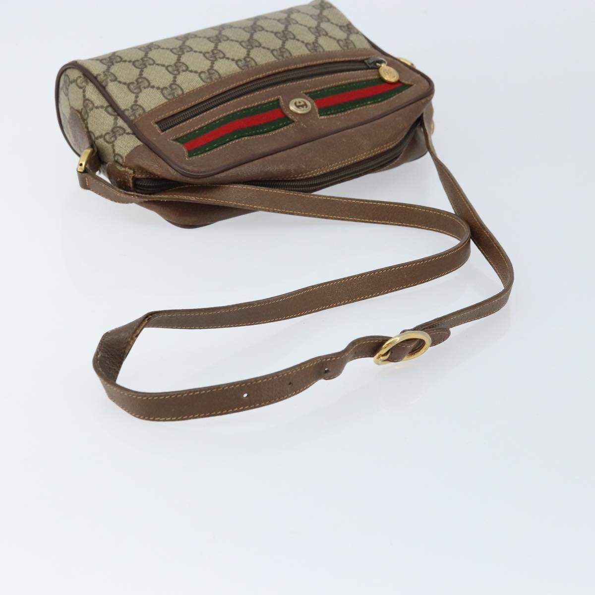 GUCCI GG Supreme Web Sherry Line Bag PVC Beige Gold 119 02 087 Auth 173208