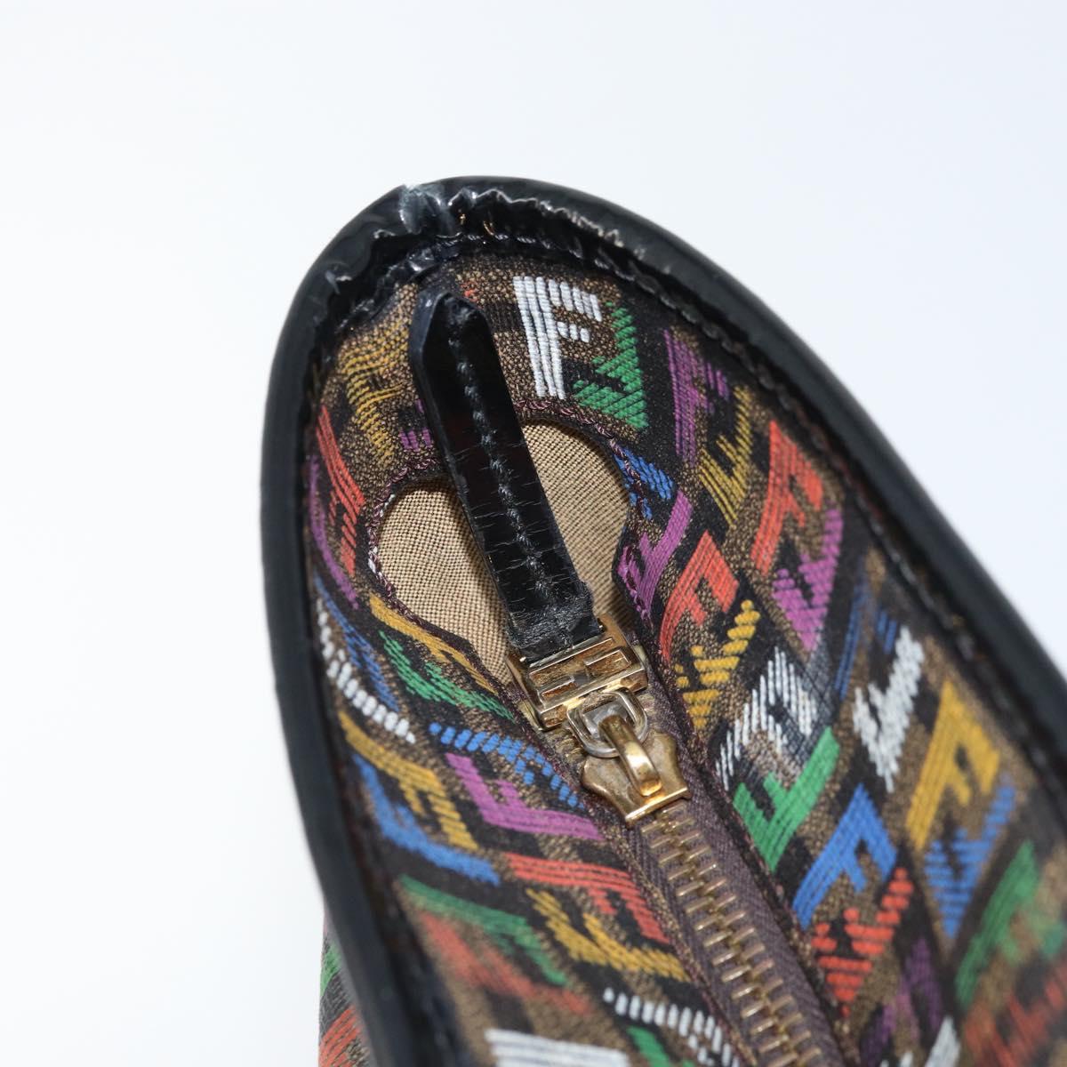 FENDI Zucchino Canvas Tote Bag PVC Multicolor Gold Auth 173210A