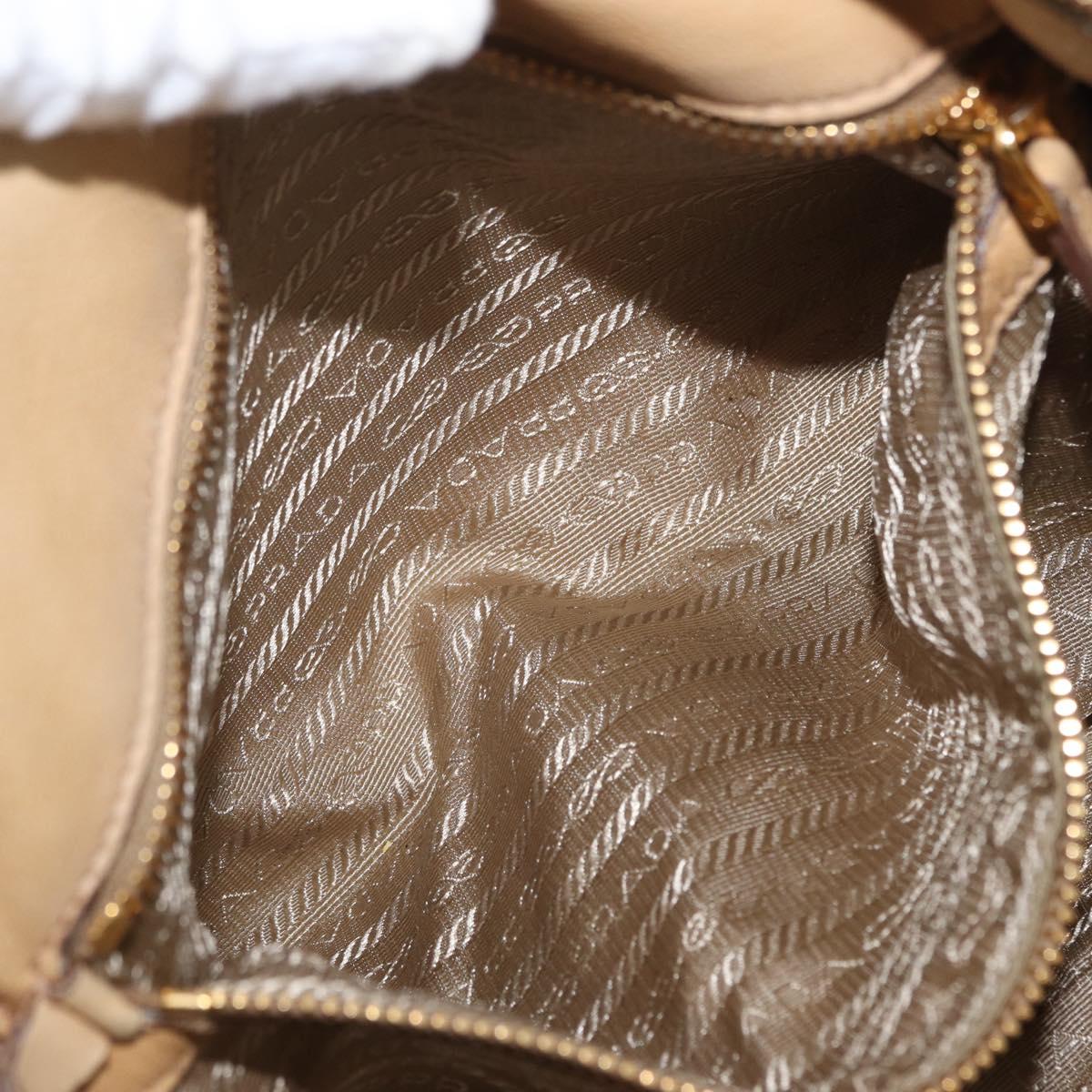 PRADA Hand Bag Leather 2way Ivory Gold Auth 173213