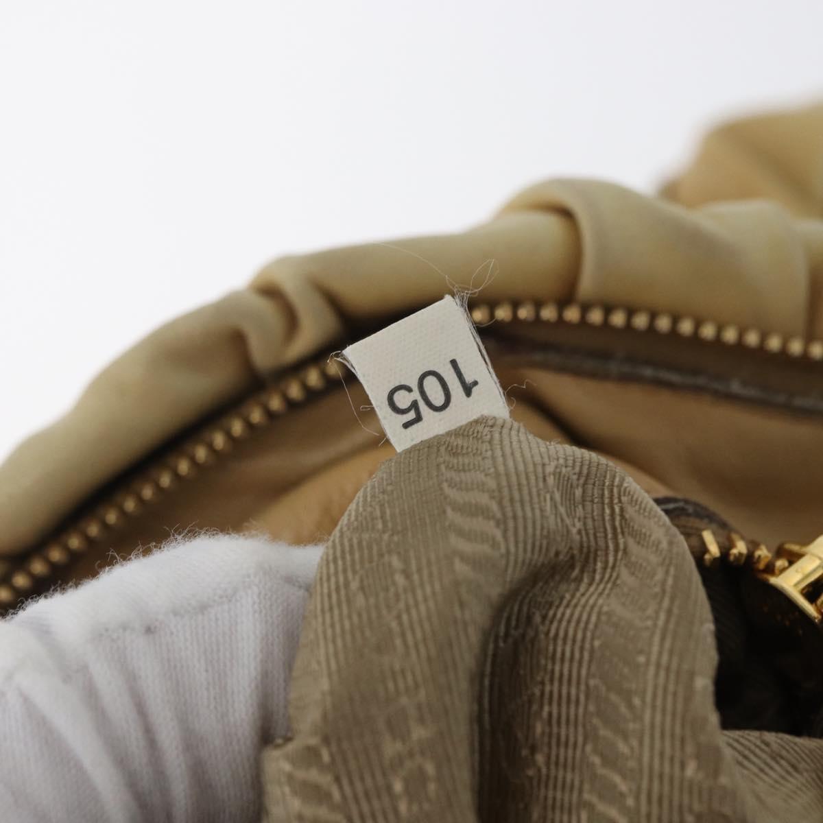 PRADA Hand Bag Leather 2way Ivory Gold Auth 173213