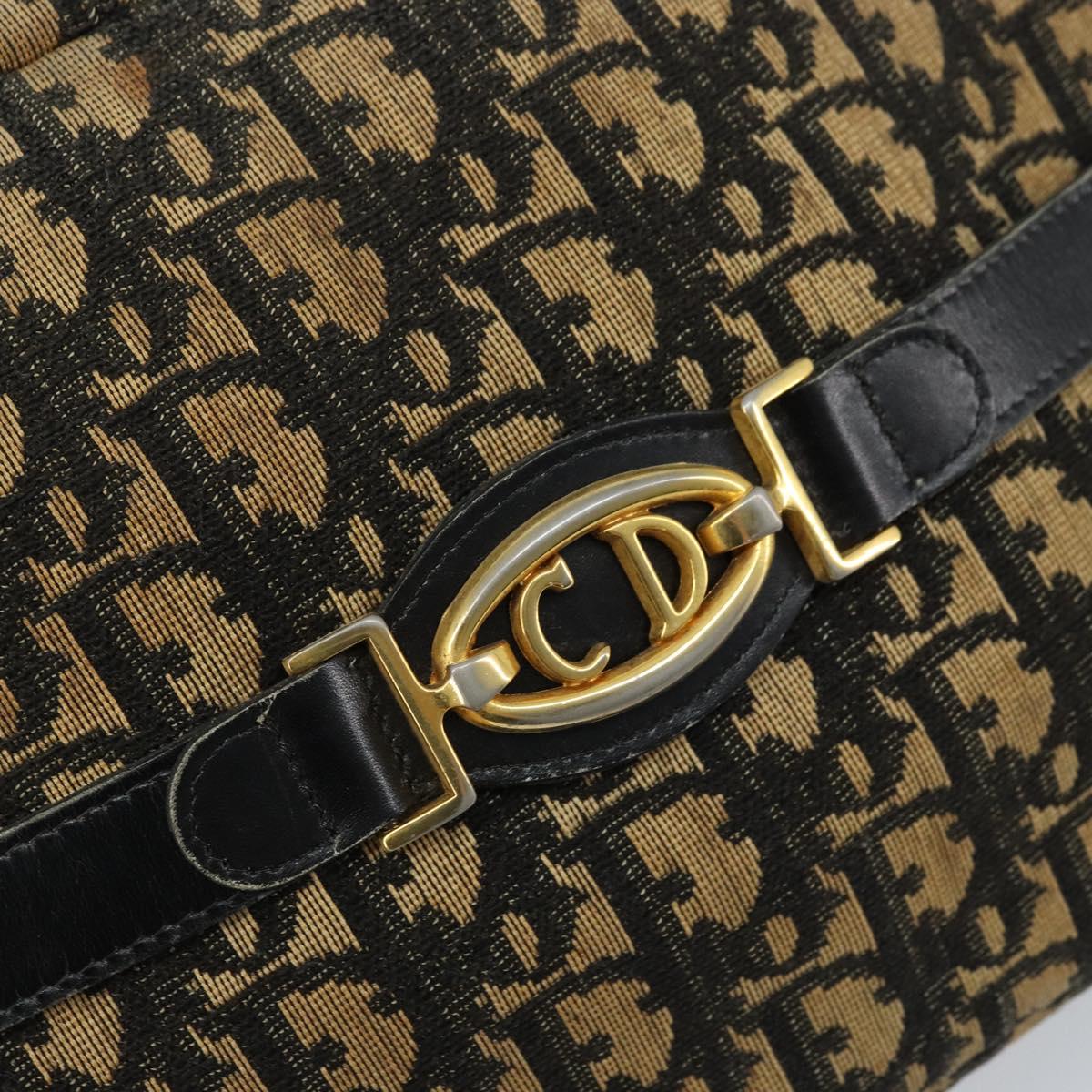 Christian Dior Trotter Canvas Shoulder Bag Navy Gold Auth 173214