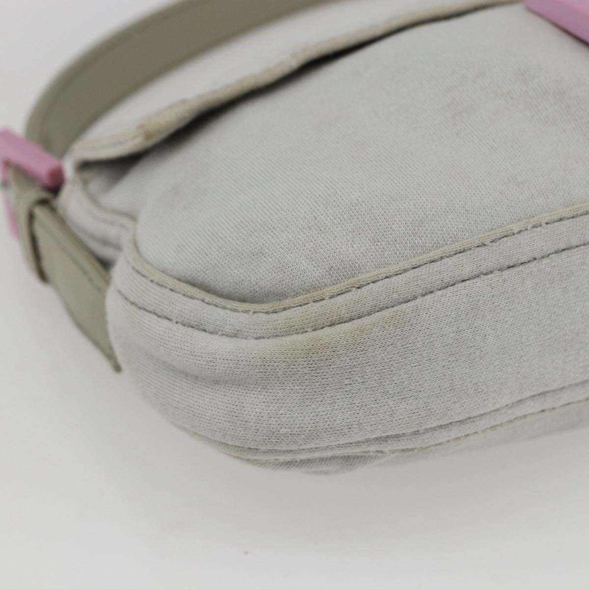 FENDI Mamma Baguette Shoulder Bag Cotton Light Blue Silver Auth 173215A