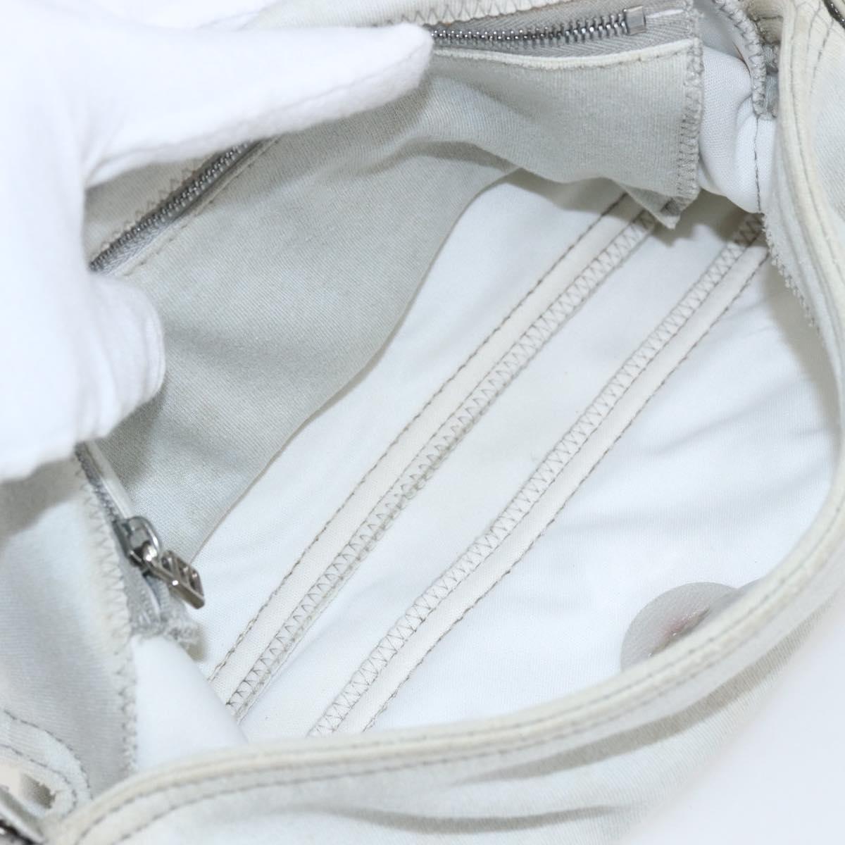 FENDI Mamma Baguette Shoulder Bag Cotton Light Blue Silver Auth 173215A