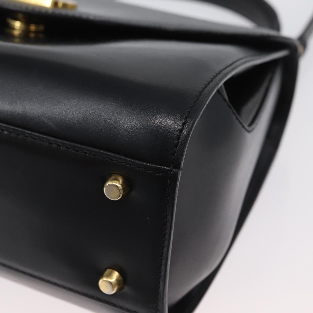 BALLY Hand Bag Leather 2way Black Gold Auth 173218