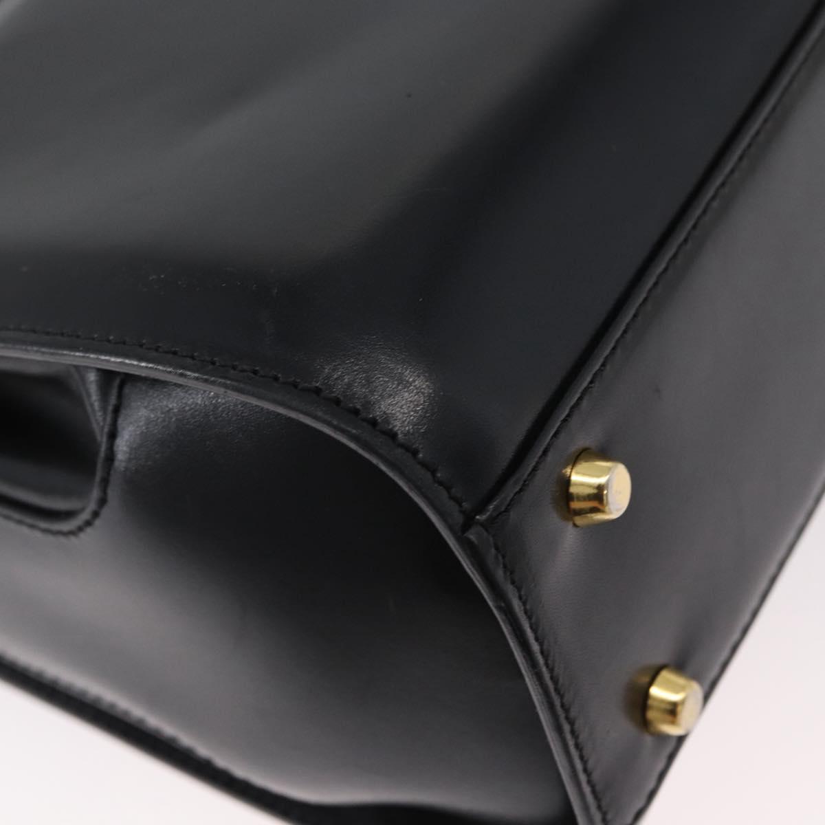 BALLY Hand Bag Leather 2way Black Gold Auth 173218