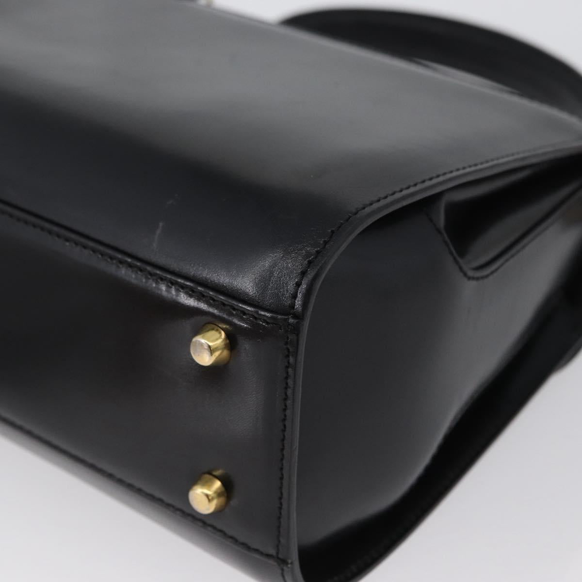 BALLY Hand Bag Leather 2way Black Gold Auth 173218