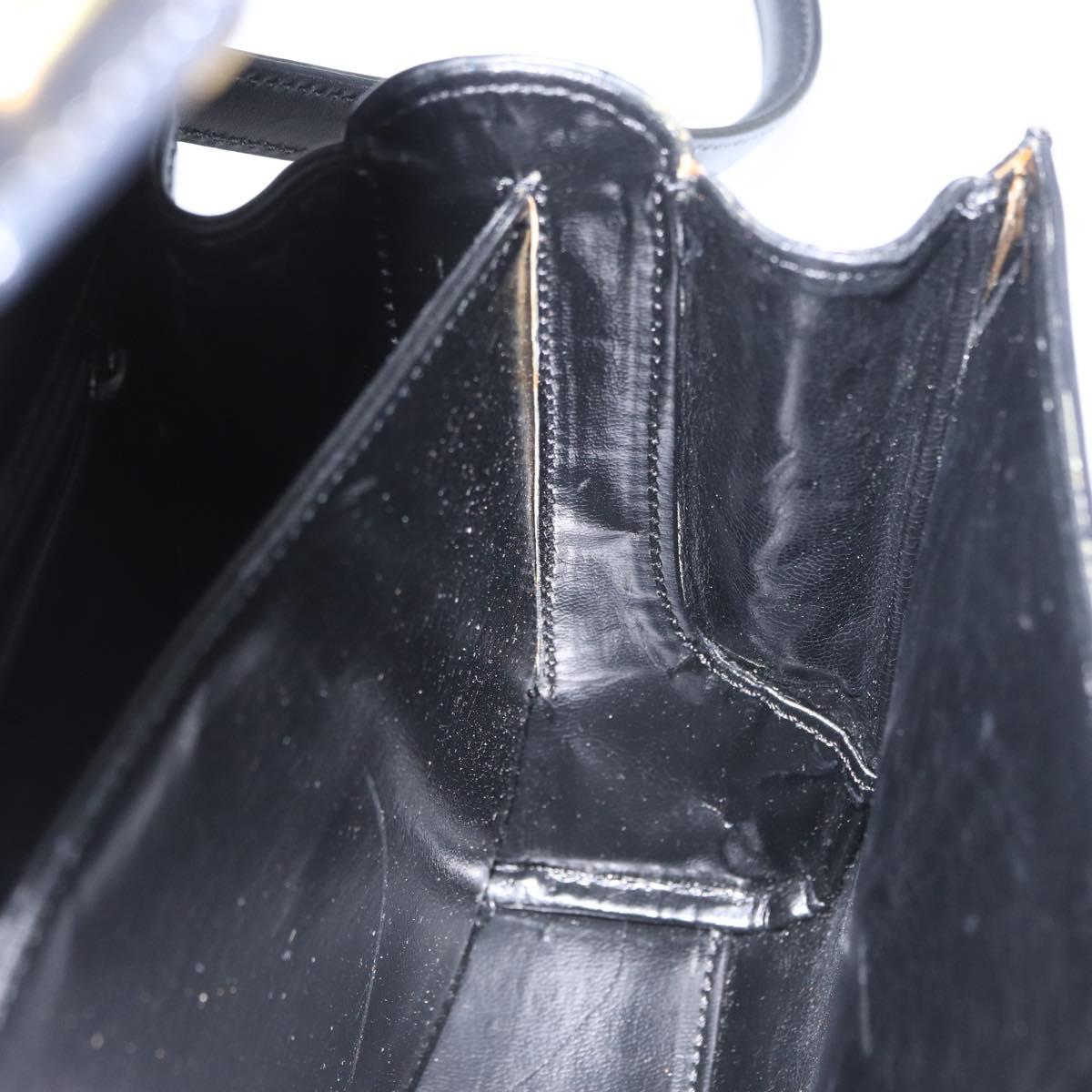 BALLY Hand Bag Leather 2way Black Gold Auth 173218