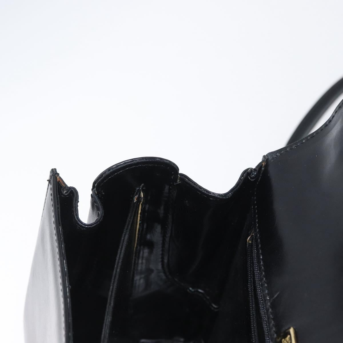BALLY Hand Bag Leather 2way Black Gold Auth 173218