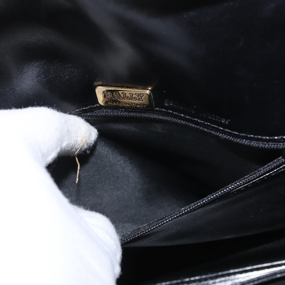 BALLY Hand Bag Leather 2way Black Gold Auth 173218