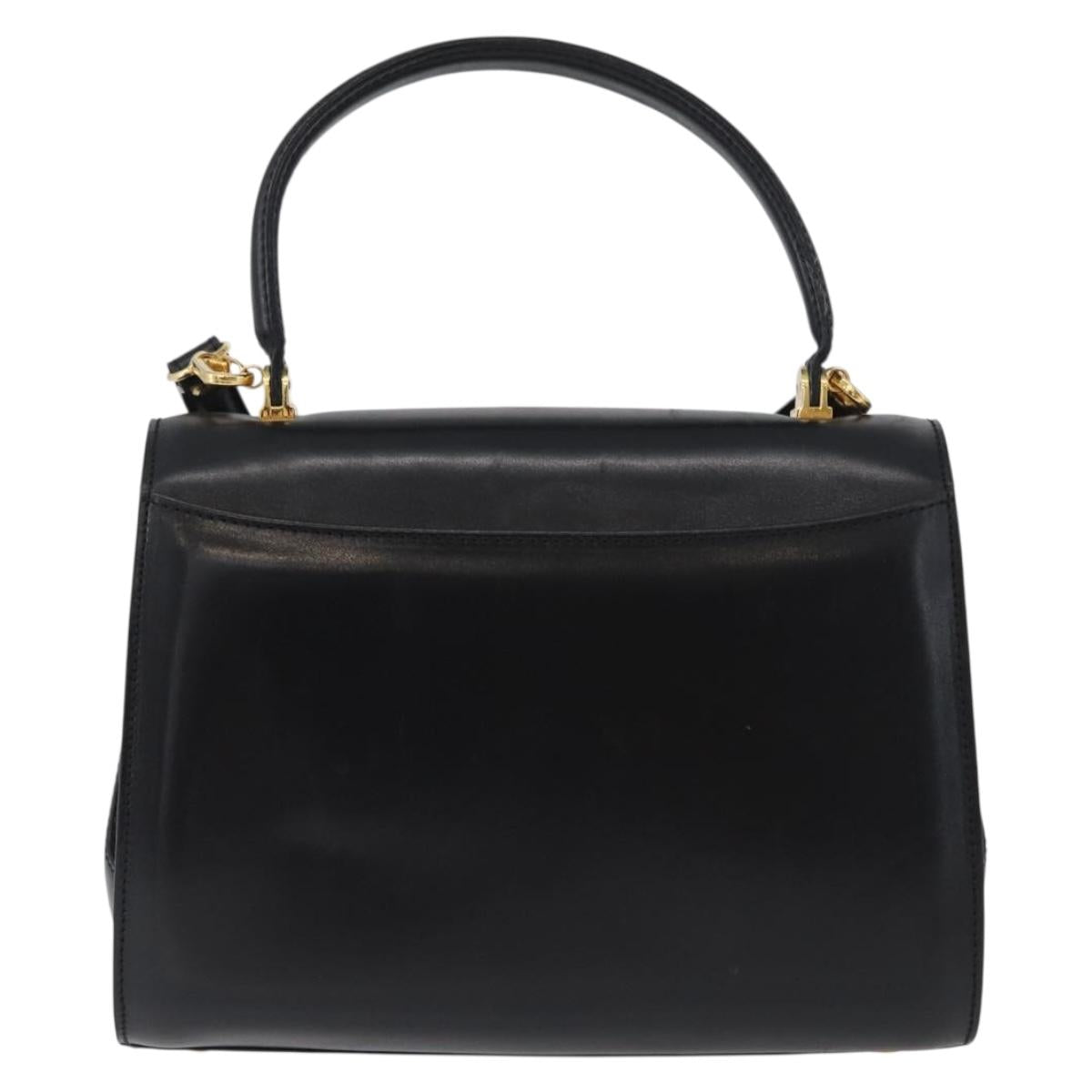 BALLY Hand Bag Leather 2way Black Gold Auth 173218