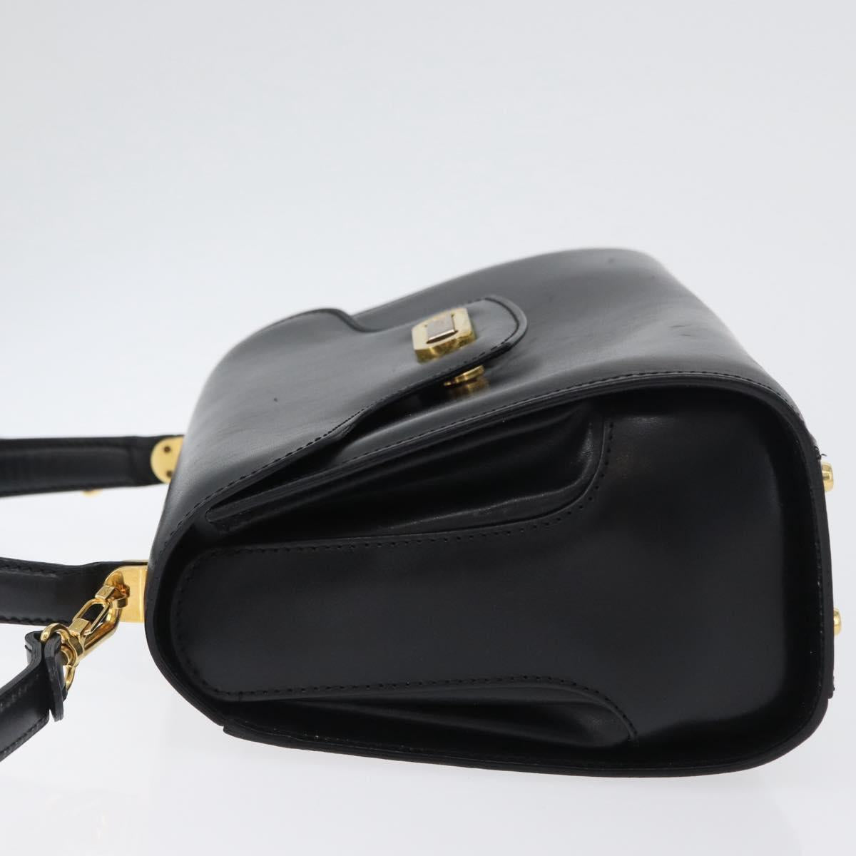 BALLY Hand Bag Leather 2way Black Gold Auth 173218