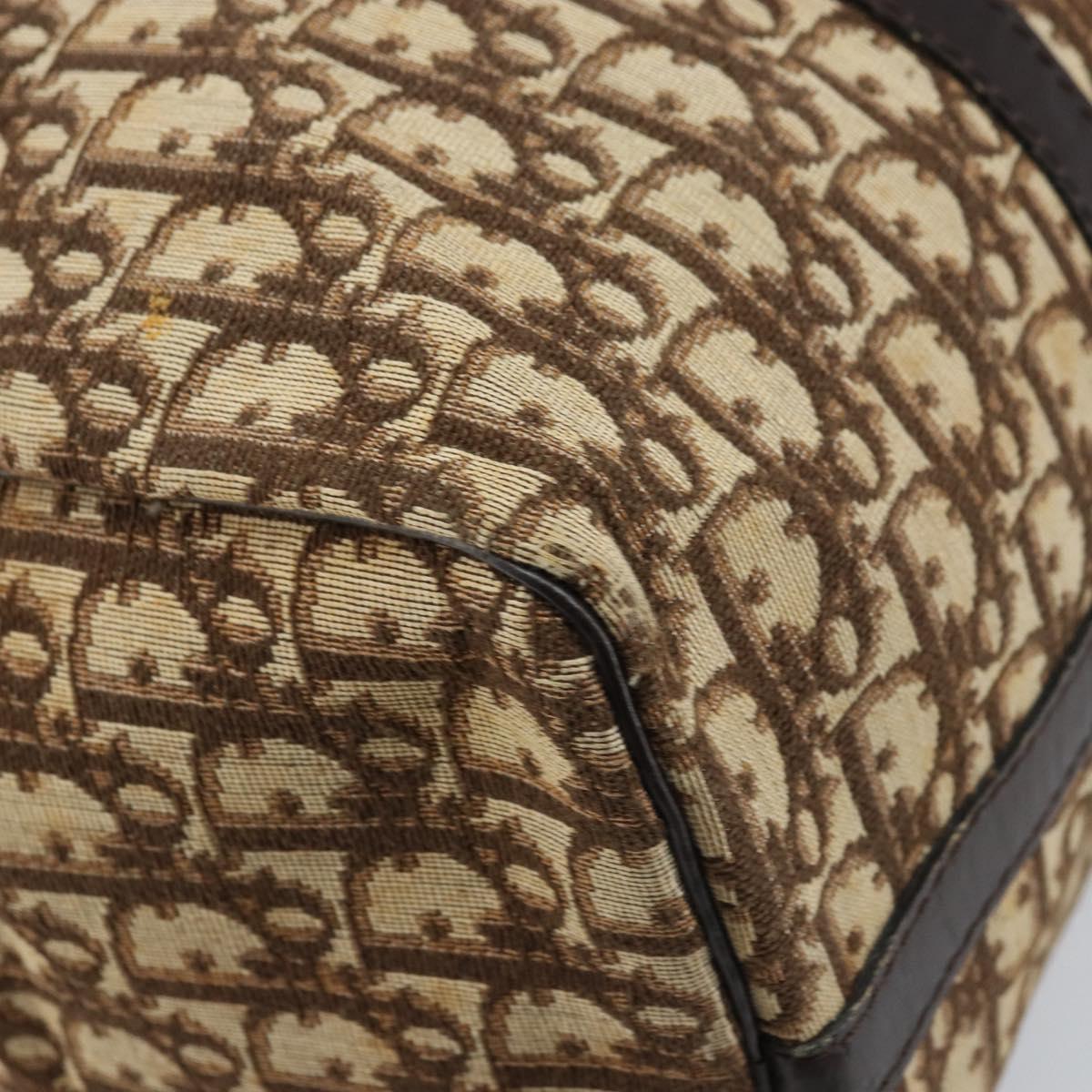Christian Dior Trotter Canvas Boston Bag Brown Gold Auth 173220