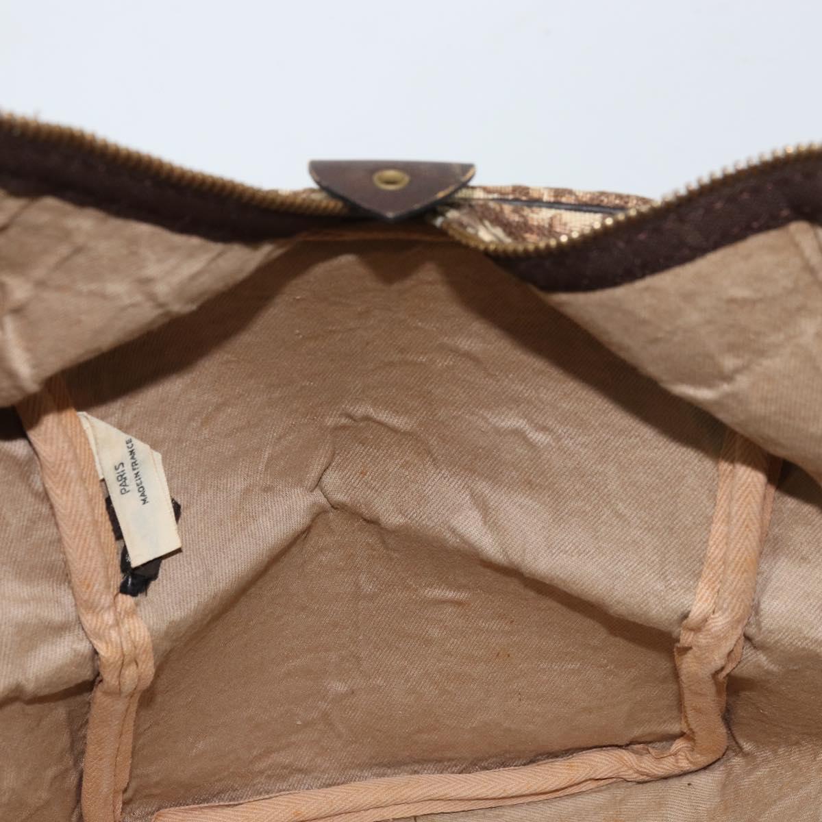 Christian Dior Trotter Canvas Boston Bag Brown Gold Auth 173220