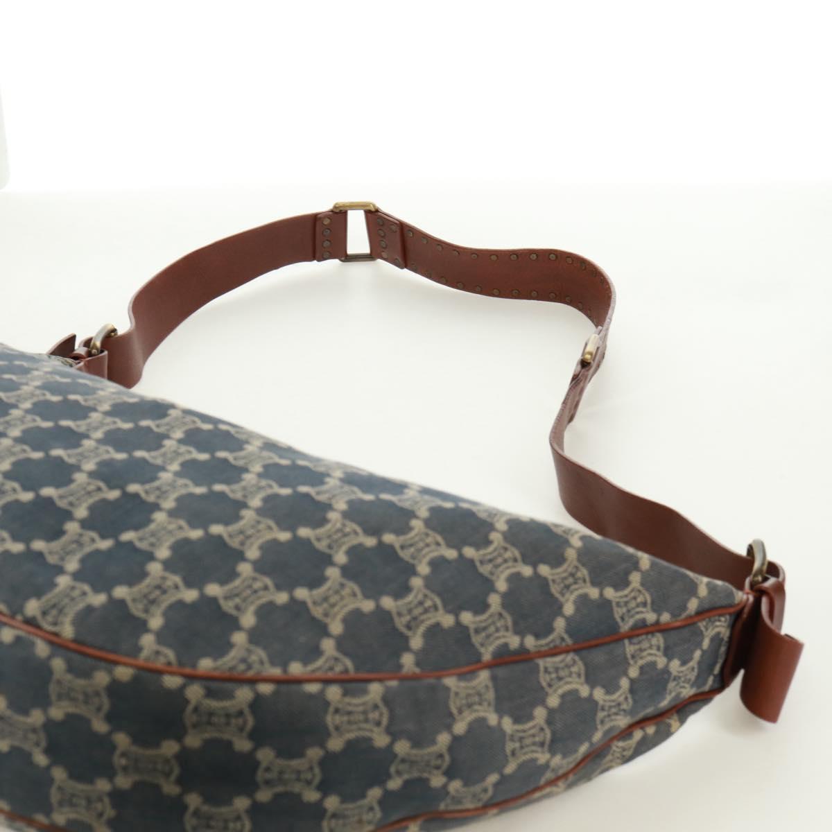 CELINE Paris Macadam Canvas Shoulder Bag Blue Auth 173229V